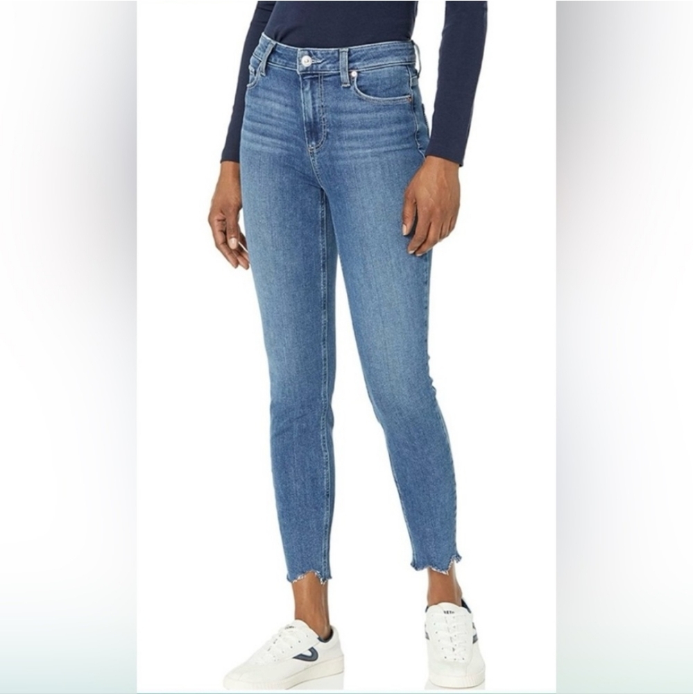 Paige Hoxton Crop Skinny Raw Hem Denim Jeans Size 28